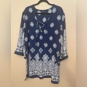 Portocruz blue and white patterned dress